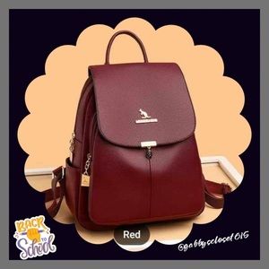 💋 New Women's Faux Leather Travel Backpack, Red